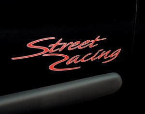 Folienschriftzug Street Racing rot/silber