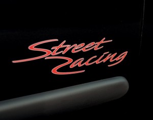 Folienschriftzug Street Racing rot/silber